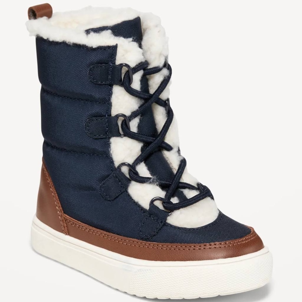 Old Navy Sherpa-Lined Lace-Up Toddler Boots - Size 7